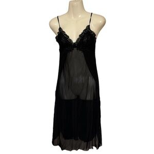 La Vie en Rose Womens Black Negligee Nightgown Size Small